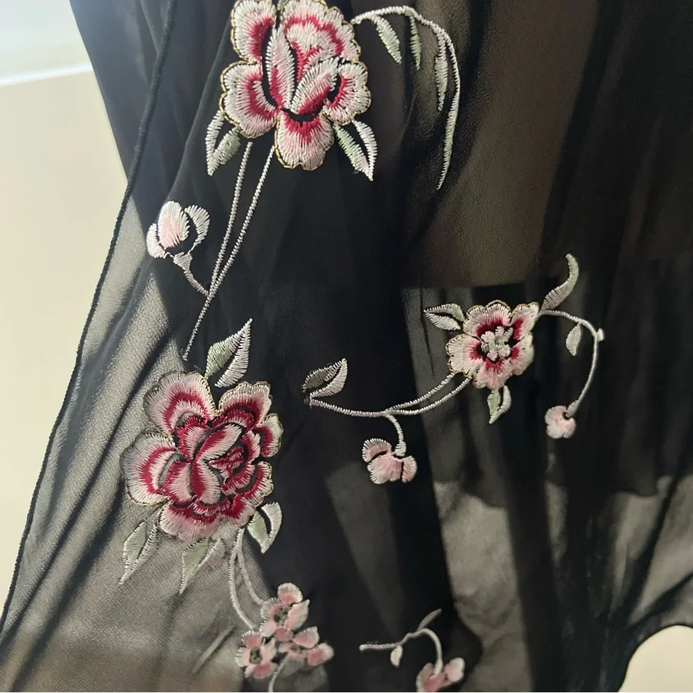 California‎ Dynasty Satin Top Sheer Embroidered Mesh Size M
